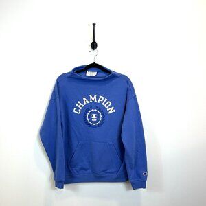 Champion Women's Campus Eco Fleece Funnel Neck Sweatshirt Blue Size Small